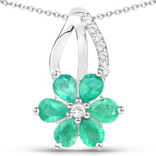 将图片加载到图库查看器,3.61 Carat Genuine Emerald and White Topaz .925 Sterling Silver Set (Ring, Earrings, and Pendant )