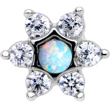 Load image into Gallery viewer, 5/16 White Faux Opal Internally Threaded Star Flower Labret Monroe