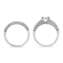 Load image into Gallery viewer, .925 Sterling Silver 3/4 Cttw Prong Set Round Diamond Composite Engagement Ring and Band Set (I-J Color, I3 Clarity) - Size 6.5