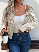 Load image into Gallery viewer, Women's Houndstooth Button-Up Long Sleeve Jacket β Chic & Pocketed Lightweight Outerwear