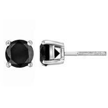 将图片加载到图库查看器,.925 Sterling Silver 4.00 Cttw Round Brilliant-Cut Black Diamond Bezel-Set Stud Earrings with Screw Backs (Fancy Color-Enhanced, I2-I3 Clarity)