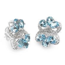 Load image into Gallery viewer, 10.26 Carat Genuine Blue Topaz & White Topaz .925 Sterling Silver Earrings
