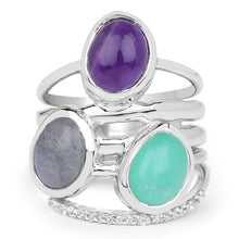 Load image into Gallery viewer, 4.00 Carat Genuine Multi Stone .925 Sterling Silver Ring