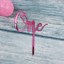 Load image into Gallery viewer, Acrylic One Cake Topper Top Cake One Cake Topper Birthday Cake Topper Double Sided For Anniversaries And Parties Birthday Party Cupcake Toppers Flags Wedding Baby Shower Supplies Lovely Baking Dessert Decorations