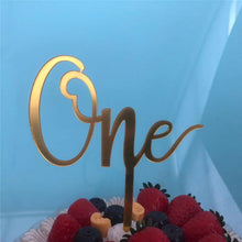 Load image into Gallery viewer, Acrylic One Cake Topper Top Cake One Cake Topper Birthday Cake Topper Double Sided For Anniversaries And Parties Birthday Party Cupcake Toppers Flags Wedding Baby Shower Supplies Lovely Baking Dessert Decorations
