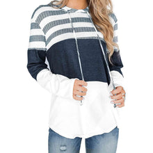 Load image into Gallery viewer, Actloe Women Long Sleeve Striped Color Block Casual Hoodies