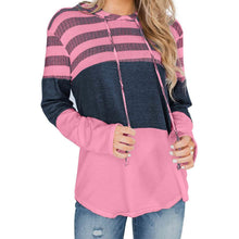 Load image into Gallery viewer, Actloe Women Long Sleeve Striped Color Block Casual Hoodies