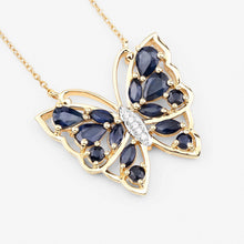 将图片加载到图库查看器,2.94 Carat Genuine Blue Sapphire and White Zircon .925 Sterling Silver Necklace