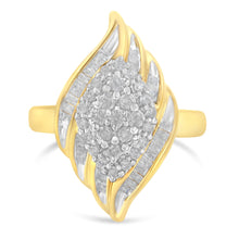 Load image into Gallery viewer, 10K Yellow Gold Plated .925 Sterling Silver Diamond Cocktail Ring (3/4 Cttw, I-J Color, I2-I3 Clarity) - Size 6