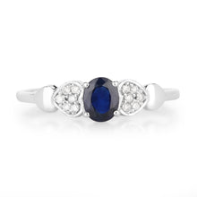 Load image into Gallery viewer, 0.44 Carat Genuine Blue Sapphire and White Diamond 14K White Gold Ring