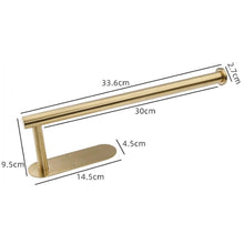 将图片加载到图库查看器,Adhesive Paper Holder Gold 304 Stainless Steel Stand Toilet Paper Towel Rack Tissue Roll Hanger For Kitchen Bathroom Free Nail Stainless Steel Toilet Tissue Roll Holder Sticky Hand Towel Hanger Vertical Or Horizontal No Drilling