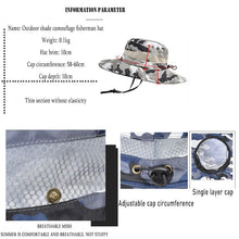 Load image into Gallery viewer, Adjustable Men's Hat Bucket Hat Summer Breathable Fashion Outdoor Fishing Wide Brim Hat Sun Protection Cap Male Traveling Sun Hats Fishing Hat Adjustable Mountaineering Hat 58-60cm