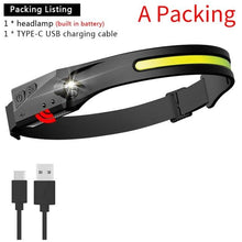 Load image into Gallery viewer, Adjustable Rechargeable LED Induction USB Headlamp Lightweight Head Lamp Head Torch 5 Lighting Modes Flashlight For Camping Hiking Running Outdoor Adults Kids