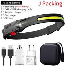 Load image into Gallery viewer, Adjustable Rechargeable LED Induction USB Headlamp Lightweight Head Lamp Head Torch 5 Lighting Modes Flashlight For Camping Hiking Running Outdoor Adults Kids