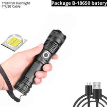 Load image into Gallery viewer, Adjustable Rechargeable Powerful Zoomable LED USB Flashlights High Lumens Powerful Tactical Waterproof Super Bright Flashlights Best For Camping Outdoor Hiking Running Riding