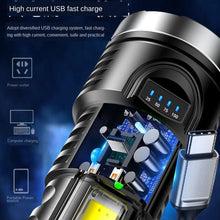 Load image into Gallery viewer, Adjustable Rechargeable Strong Mini Pocket Sized Flashlight LED Multifunctional High Lumen Light Ultra-bright Portable Flashlights Outdoor Waterproof Flashlight For Running Walking