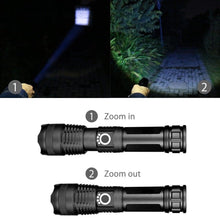 Load image into Gallery viewer, Adjustable Rechargeable Tactical Flashlight USB LED Super Bright Zoomable IPX65 Waterproof Portable Torchlight Flash Lamp USB Charging For Hiking Camping Running Fishing
