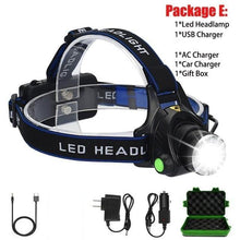 将图片加载到图库查看器,Adjustable Rechargeable Waterproof Brightest Zoomable LED Lightweight Hands Free Headlamp High Power For Adult Hunting Camping Running Hiking Riding Fishing Rechargeable T6 Chip Headlight