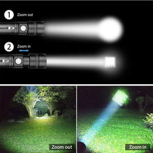 Load image into Gallery viewer, Adjustable Rechargeable Waterproof LED Flashlights Rechargeable High Lumens Torchlight Zoomable Torch USB Charging Waterproof 5 Modes With Power Display For Camping Hiking Outdoor Emergency