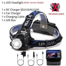 Load image into Gallery viewer, Adjustable USB Rechargeable IR Sensor Super Bright Headlight Battery For Long Working Time LED Headlamp Fishing Waterproof Head Light Lamp Perfect For Running Camping