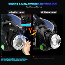Load image into Gallery viewer, Adjustable USB Rechargeable IR Sensor Super Bright Headlight Battery For Long Working Time LED Headlamp Fishing Waterproof Head Light Lamp Perfect For Running Camping