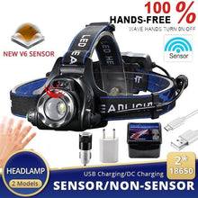 Load image into Gallery viewer, Adjustable USB Rechargeable IR Sensor Super Bright Headlight Battery For Long Working Time LED Headlamp Fishing Waterproof Head Light Lamp Perfect For Running Camping