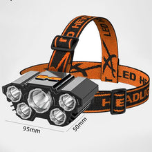 Load image into Gallery viewer, Adjustable USB Rechargeable Torch Lamp Built-in Battery 5 Led Strong Headlight Waterproof Rechargeable Super Bright Head-Mounted Flashlight For Outdoor Night Camping