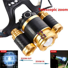 Load image into Gallery viewer, Adjustable Zoomable Headlamp Ultra Bright Rechargeable LED Bright High Lumen Head Lights Head Lamp Waterproof Flashlight For Outdoor Cmaping Fishing Hiking Biking Fishing Headlamp Running Headlamp