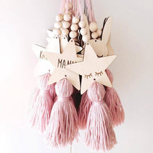 Load image into Gallery viewer, Adorable Sleepy Eye Eyelash Kids Room Decoration Crafts Wood Wall Hanging Stars Decorative Beads Tassel Photography Props Gift For Kids Bedroom Decor Makeup Sticker For Girls Room Wall Art