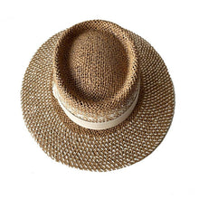 将图片加载到图库查看器,Adult Summer Straw Hat Fashion Casual Beach Fedora Hat Wide Brim Straw Hat Luxury Fedora Summer Packable Sun Hat Lightweight Women Beach Sun Hat Breathable Sun Hats For Women 56-58cm