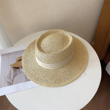 将图片加载到图库查看器,Adult Summer Straw Hat Fashion Casual Beach Fedora Hat Wide Brim Straw Hat Luxury Fedora Summer Packable Sun Hat Lightweight Women Beach Sun Hat Breathable Sun Hats For Women 56-58cm