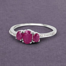 Load image into Gallery viewer, 1.02 Carat Genuine Ruby and White Diamond 14K White Gold Ring