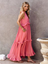 Load image into Gallery viewer, Romantic Ruffled Sleeveless Tiered Maxi Dress with Pockets Elegant & Chic Statement Beautiful Design Dress