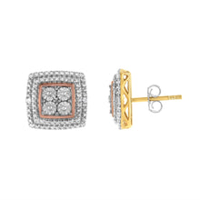 将图片加载到图库查看器,10K Yellow, White, and Rose Gold Plated Sterling Silver Diamond Accent Earrings (I-J Clarity, I3 Color)