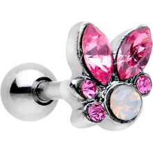 将图片加载到图库查看器,White Faux Opal Pink Gem Naupaka Flower Tragus Cartilage Earring