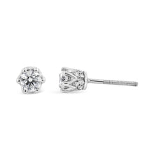 Load image into Gallery viewer, 14K White Gold 1/2 Cttw Round Diamond Crown Stud Earring (I-J Color, I1-I2 Clarity)