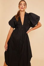 将图片加载到图库查看器,Sophisticated Elegant Black Puff Sleeve Midi Dress Luxury Dress for Women Timeless Women Dress