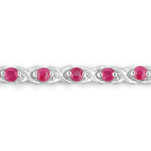 将图片加载到图库查看器,0.88 Carat Genuine Ruby .925 Sterling Silver Bracelet