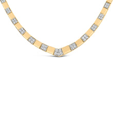 将图片加载到图库查看器,14K Yellow Gold 4/5 Cttw Diamond Cluster and Bar Set Link 3.5 MM Chain Necklace (G-H Color, VS1-VS2 Clarity) - 16" Inches