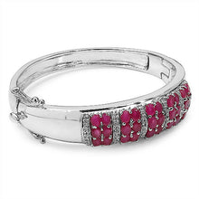 Load image into Gallery viewer, 6.65 Carat Genuine Ruby and White Topaz .925 Sterling Silver Bracelet