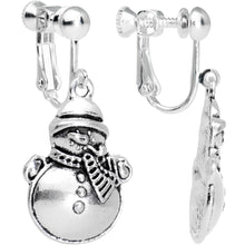 Load image into Gallery viewer, Silver Plated Chubby Christmas Snowmen Clip On Earrings