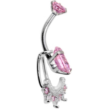 Load image into Gallery viewer, Pink CZ Gem Icy Bling Dangle Belly Ring