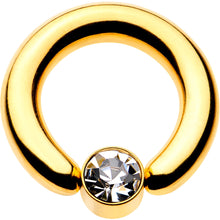 Load image into Gallery viewer, 6G 1/2 Clear Gem 6mm Disc Gold IP BCR Captive Ring