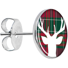 将图片加载到图库查看器,Red Green Plaid Reindeer Stud Earrings