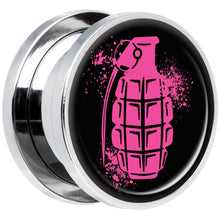 Load image into Gallery viewer, Pink Grenade Steel Screw Fit Plug Set 5/8