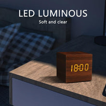 将图片加载到图库查看器,Alarm Clock LED Wooden Watch Digital Alarm Clock with Wooden Electronic LED Time Display 3 Alarm Settings Humidity & Temperature Detect Wood Made Electric Clocks Table Voice Control Digital Wood USB/AAA Powered Electronic Desktop Clocks