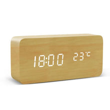 将图片加载到图库查看器,Alarm Clock LED Wooden Watch Digital Alarm Clock with Wooden Electronic LED Time Display 3 Alarm Settings Humidity & Temperature Detect Wood Made Electric Clocks Table Voice Control Digital Wood USB/AAA Powered Electronic Desktop Clocks