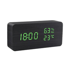将图片加载到图库查看器,Alarm Clock LED Wooden Watch Digital Alarm Clock with Wooden Electronic LED Time Display 3 Alarm Settings Humidity & Temperature Detect Wood Made Electric Clocks Table Voice Control Digital Wood USB/AAA Powered Electronic Desktop Clocks