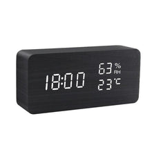 将图片加载到图库查看器,Alarm Clock LED Wooden Watch Digital Alarm Clock with Wooden Electronic LED Time Display 3 Alarm Settings Humidity & Temperature Detect Wood Made Electric Clocks Table Voice Control Digital Wood USB/AAA Powered Electronic Desktop Clocks