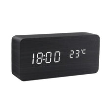 将图片加载到图库查看器,Alarm Clock LED Wooden Watch Digital Alarm Clock with Wooden Electronic LED Time Display 3 Alarm Settings Humidity & Temperature Detect Wood Made Electric Clocks Table Voice Control Digital Wood USB/AAA Powered Electronic Desktop Clocks
